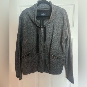 American Eagle Outfitters Charcoal Knit Full Zip Crop Sweatshirt Size L